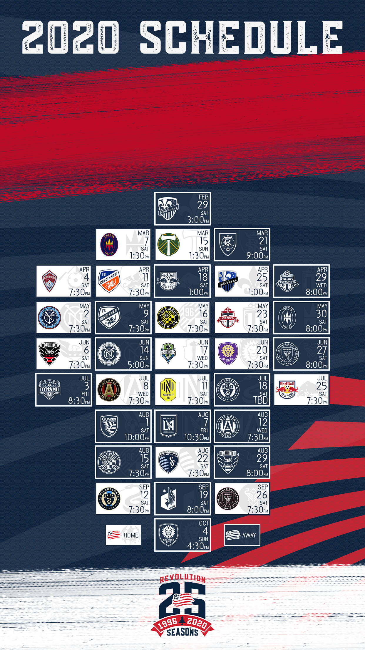جدول مباريات نيو إنجلاند ريفولوشن في دوري MLS 2020 خلفية