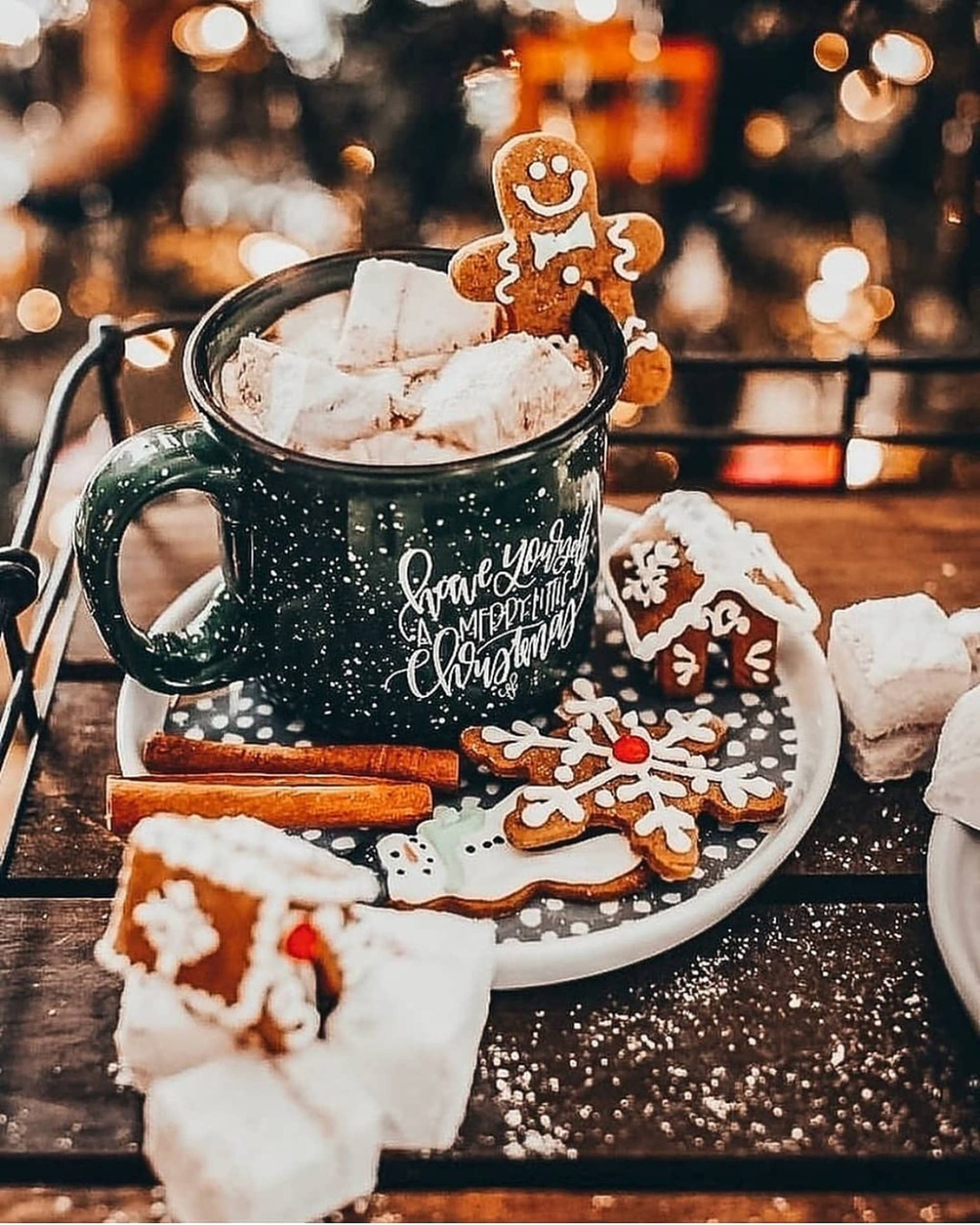 جماليات عيد الميلاد الدافئة للبسكويت خلفية
