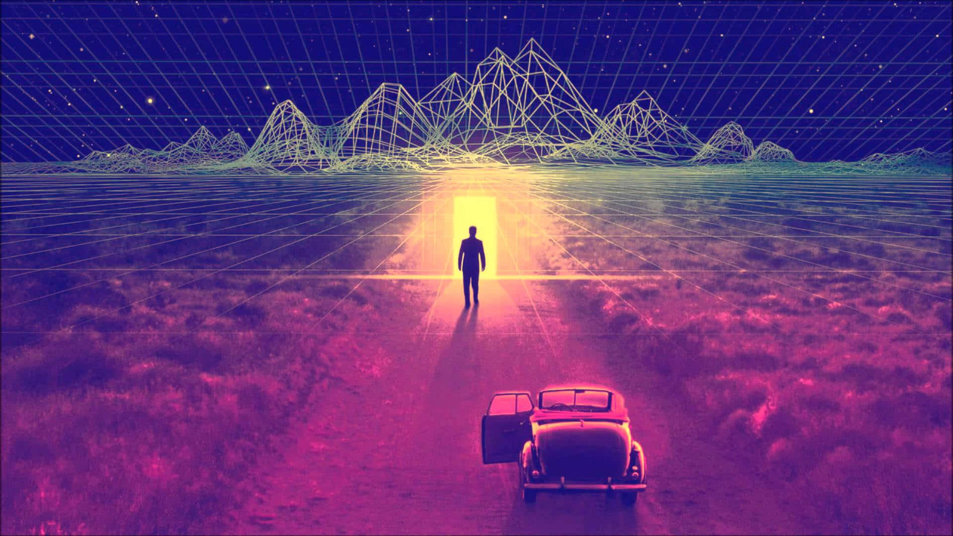 جمالية الثمانينيات الوردية فيلم The Thirteenth Floor فن رقمي خلفية