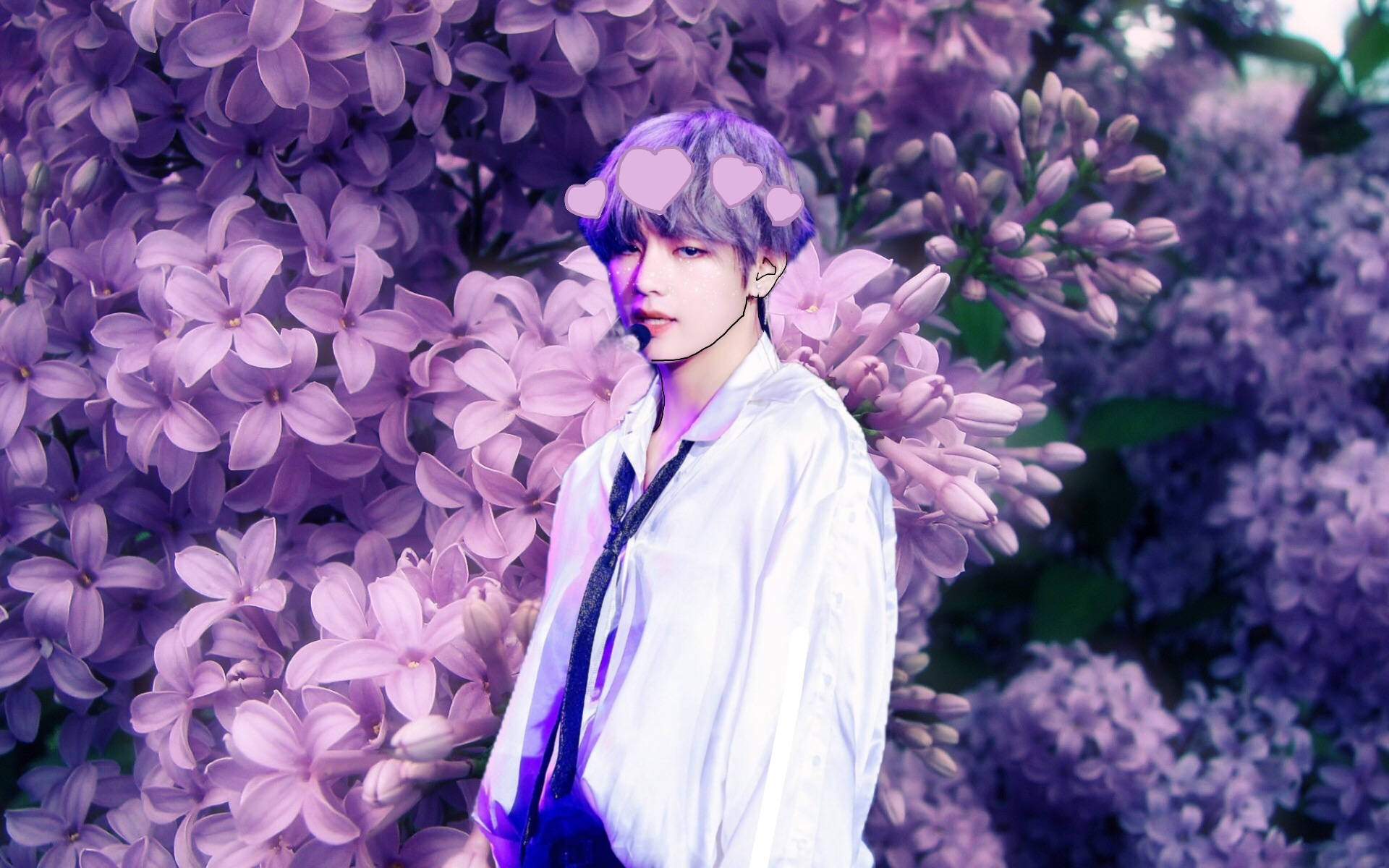 جمالية زهور BTS الأرجوانية V خلفية