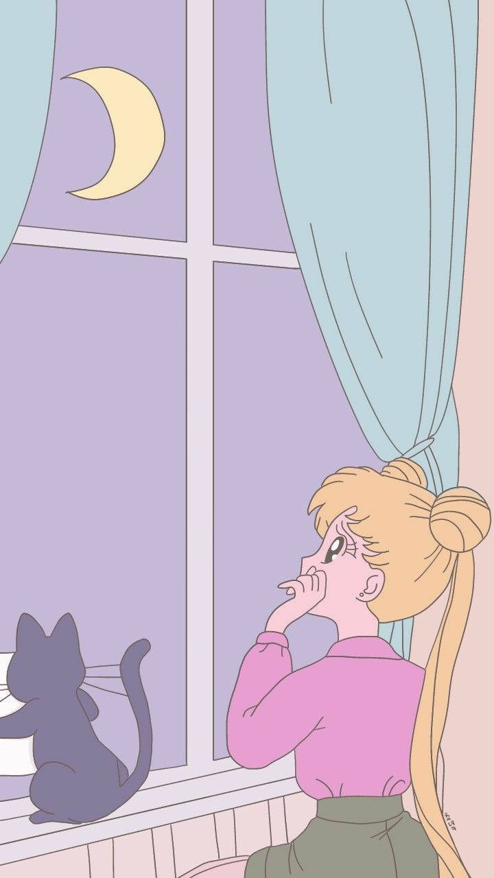 جمالية ناعمة لسيلور مون خلفية