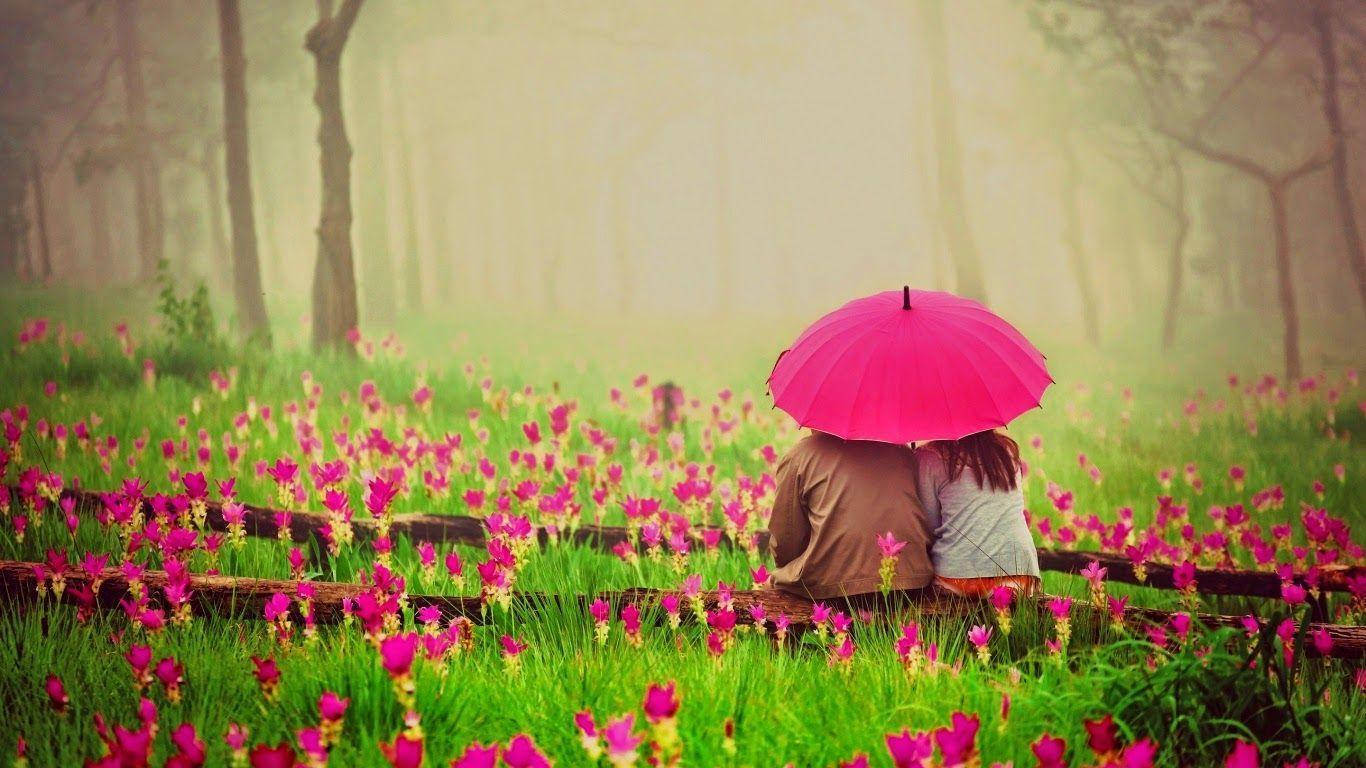 حبيبي جالس على الأرض بين الزهور خلفية