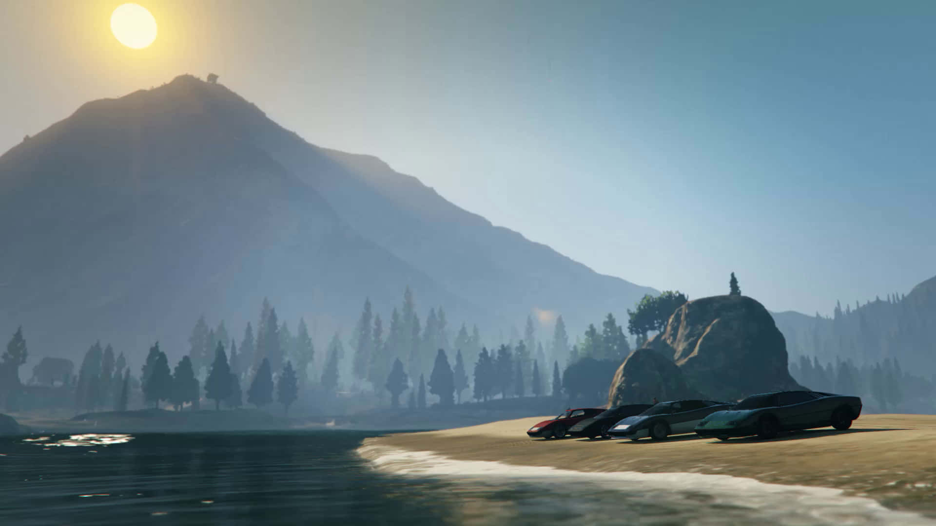 خلفية GTA سيارات رياضية على الشاطئ خلفية