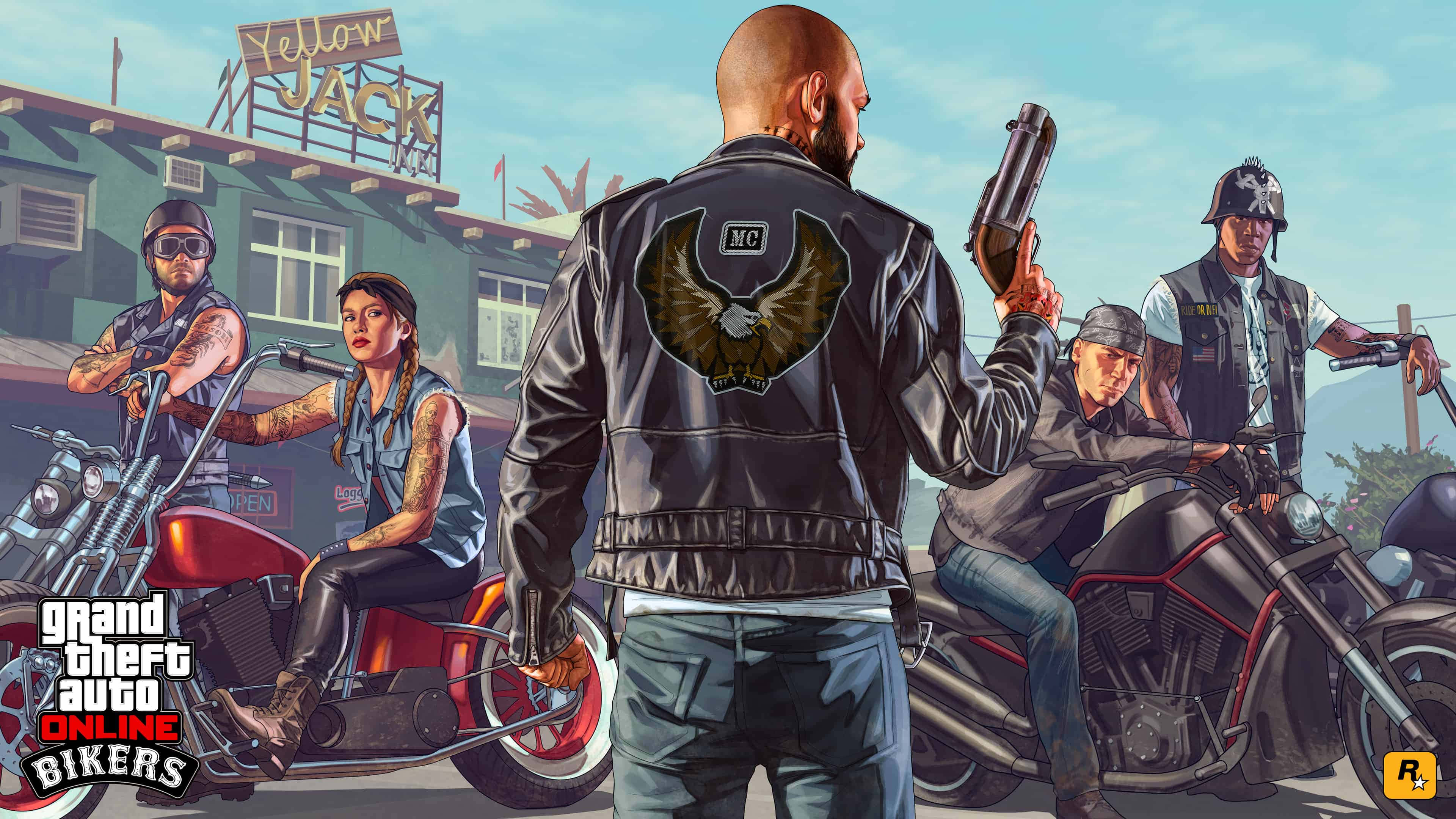 خلفية GTA ملصق راكبي الدراجات النارية في Grand Theft Auto Online خلفية