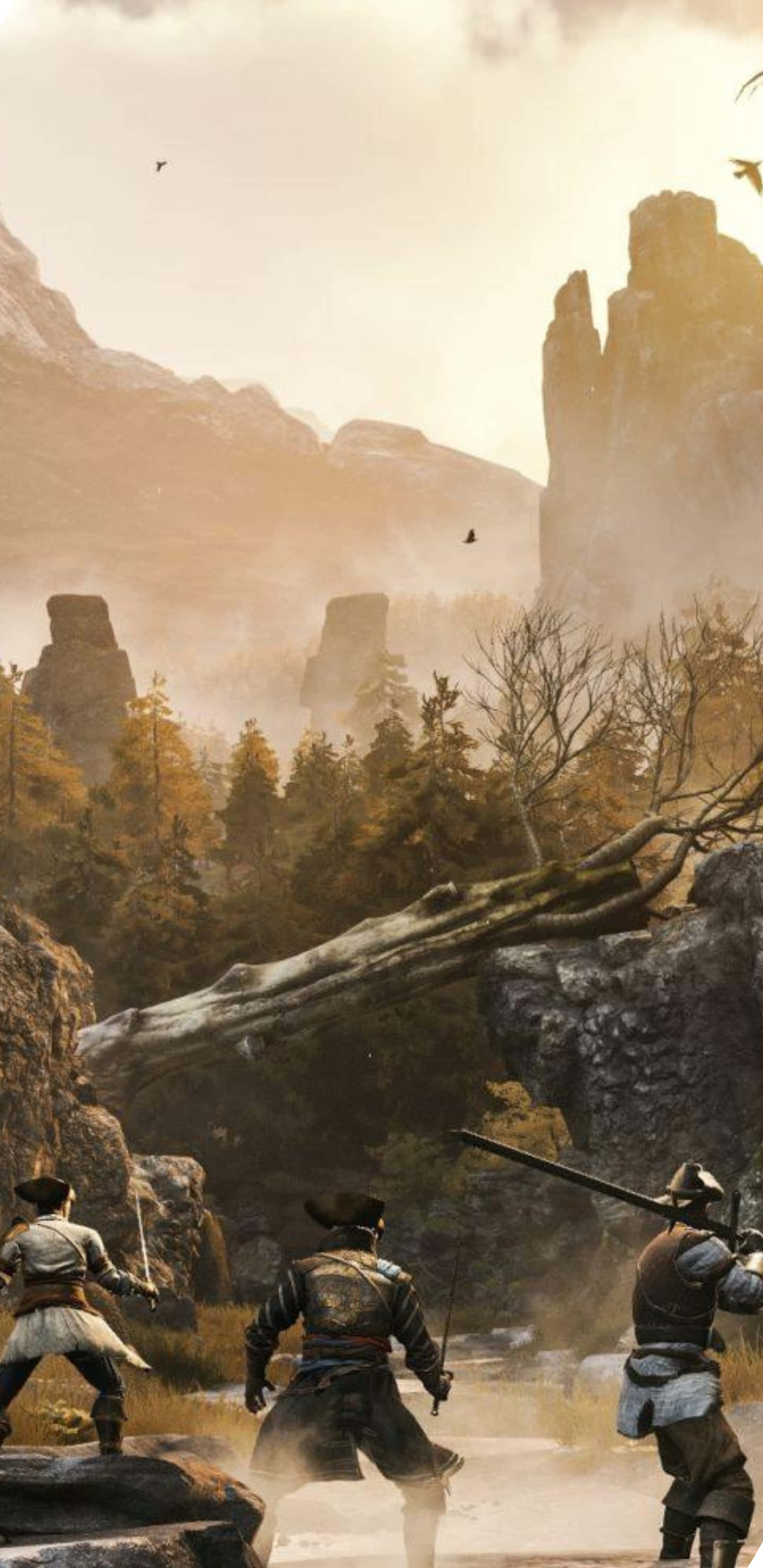 خلفية Pixel 3xl حفلة Greedfall مع وحش طائر خلفية