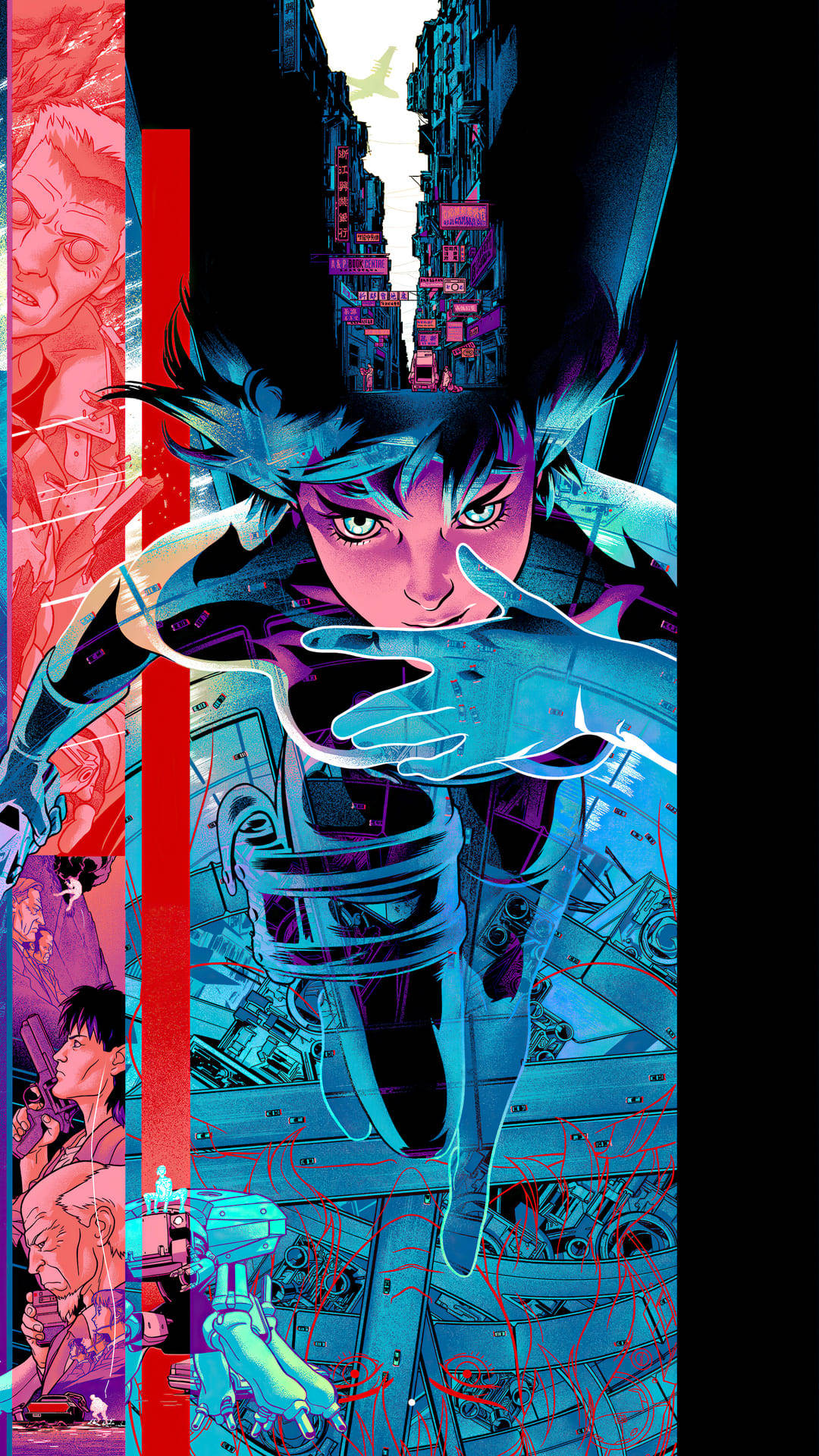 خلفية أنمي رائعة لهاتف من Ghost in the Shell تجريدية خلفية