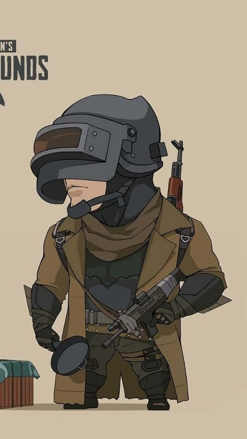 خلفية جمالية باللون البيج والبني مع شخصية متحركة من لعبة Playerunknown's Battlegrounds على Pixel 3 خلفية