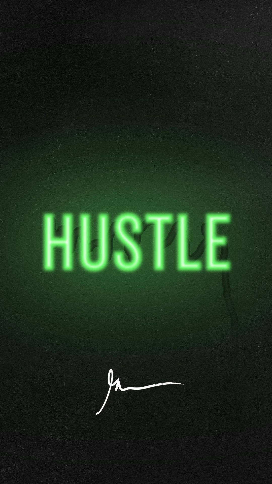 خلفية خضراء بسيطة مع كلمة Hustle خلفية