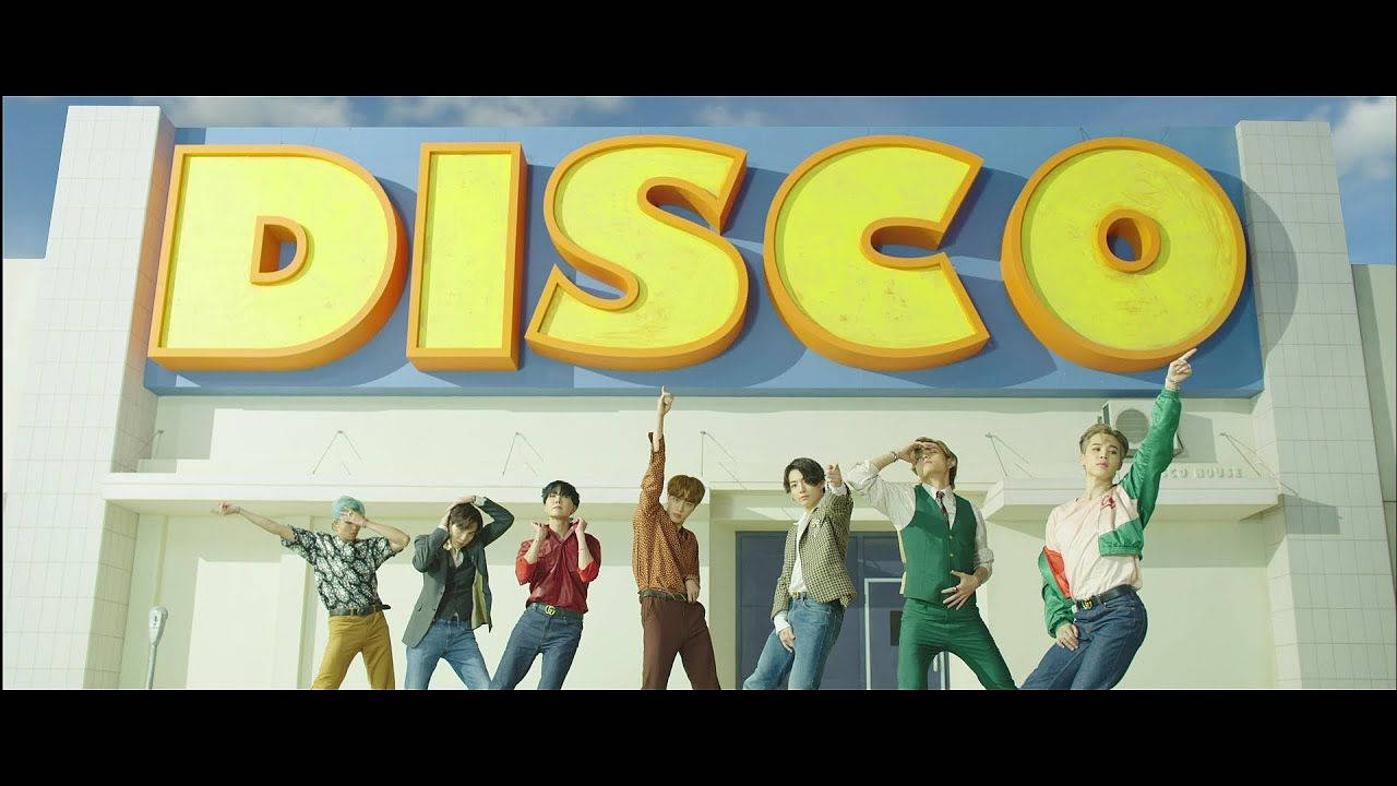 خلفية سطح المكتب BTS ديناميت لافتة ديسكو خلفية