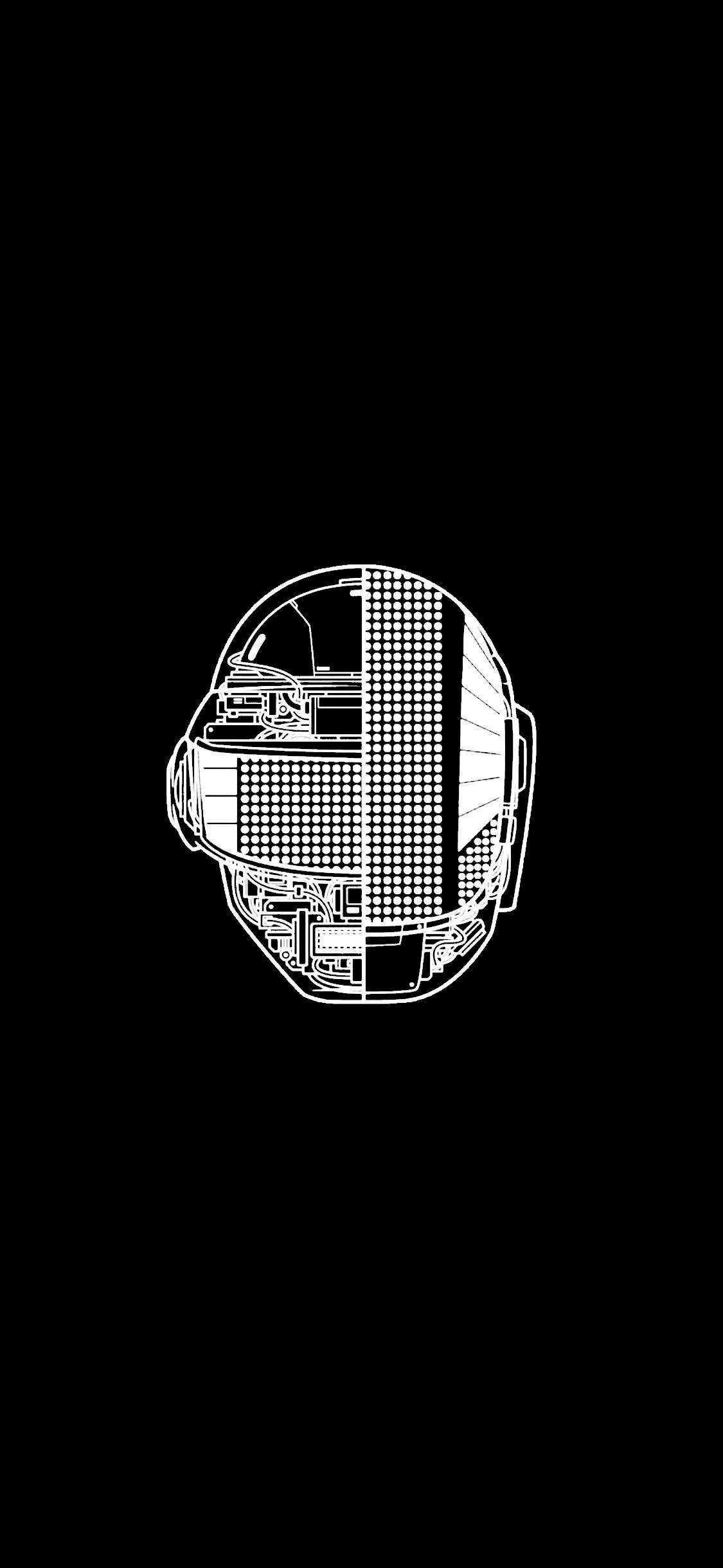 خلفية شاشة هاتف عالية الدقة سوداء نقية لـ Daft Punk خلفية