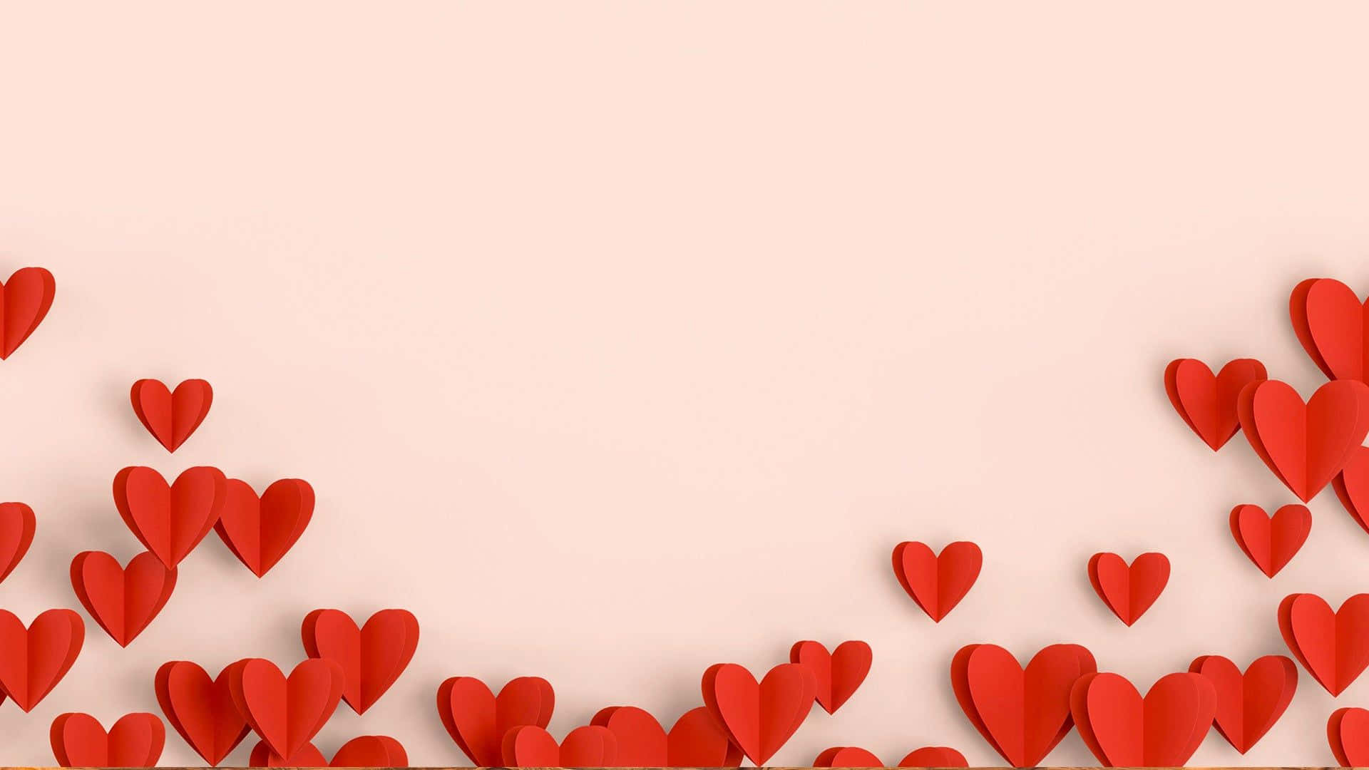 خلفية عيد الحب بقلوب حمراء مطوية خلفية