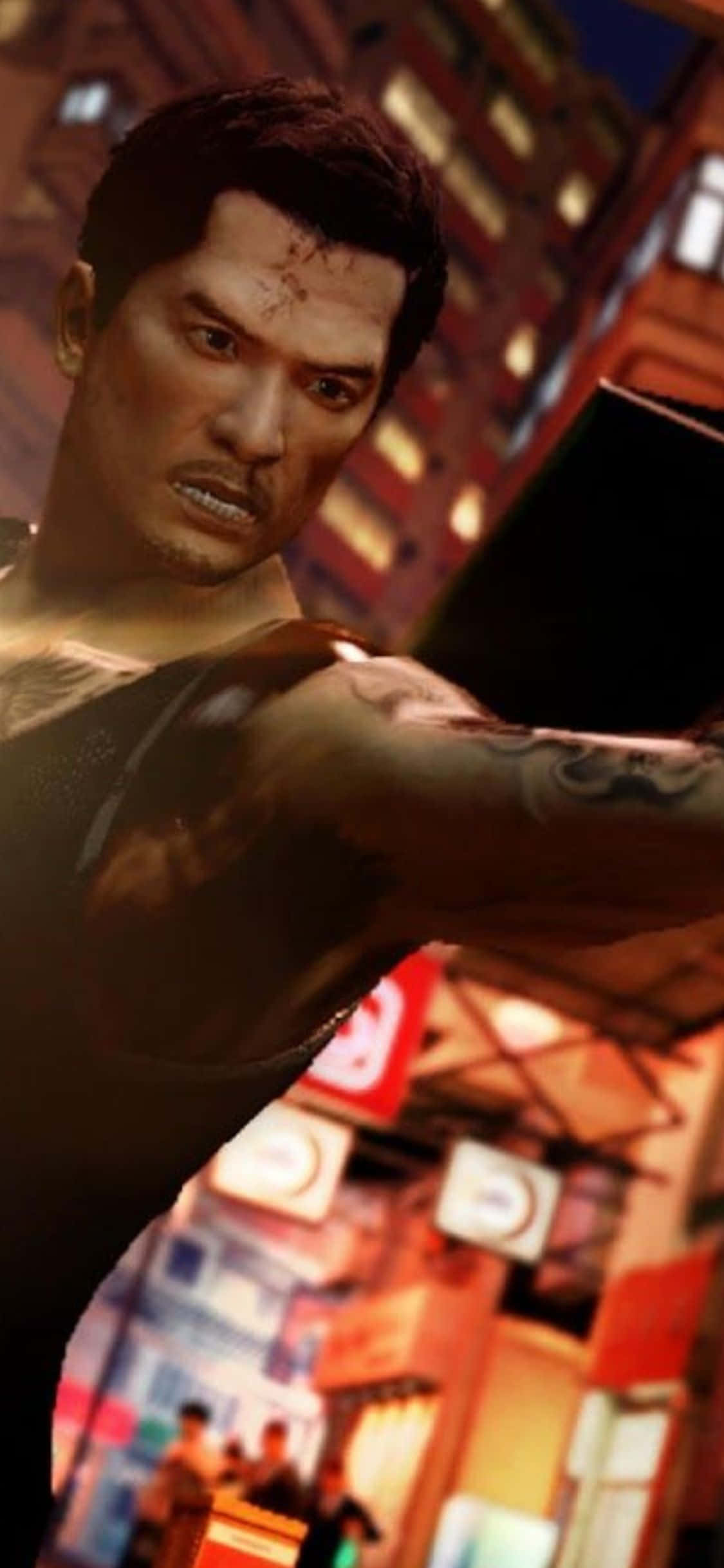 خلفية لكمة مستقيمة من لعبة Sleeping Dogs لهاتف iPhone Xs خلفية