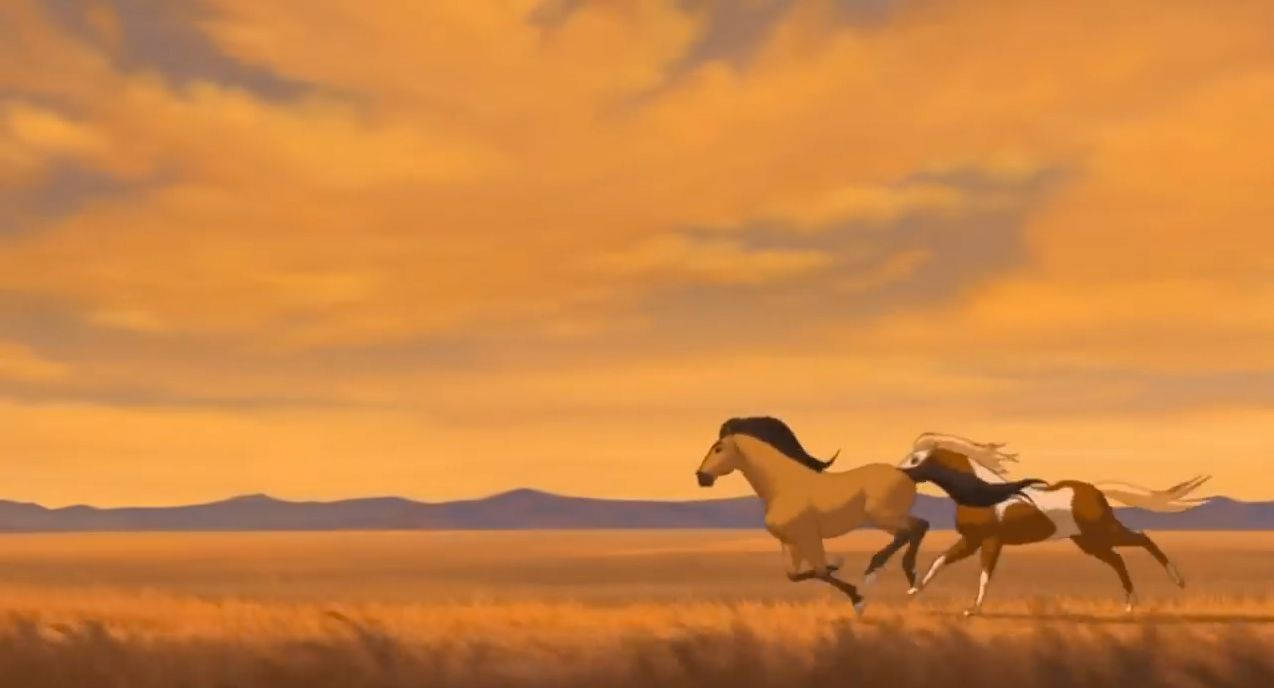 خيول راكضة في فيلم روح: جواد سيمارون خلفية