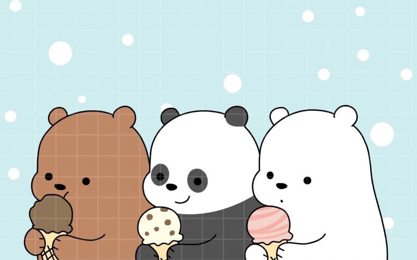 دببة لطيفة جمالية تأكل الآيس كريم للكمبيوتر خلفية