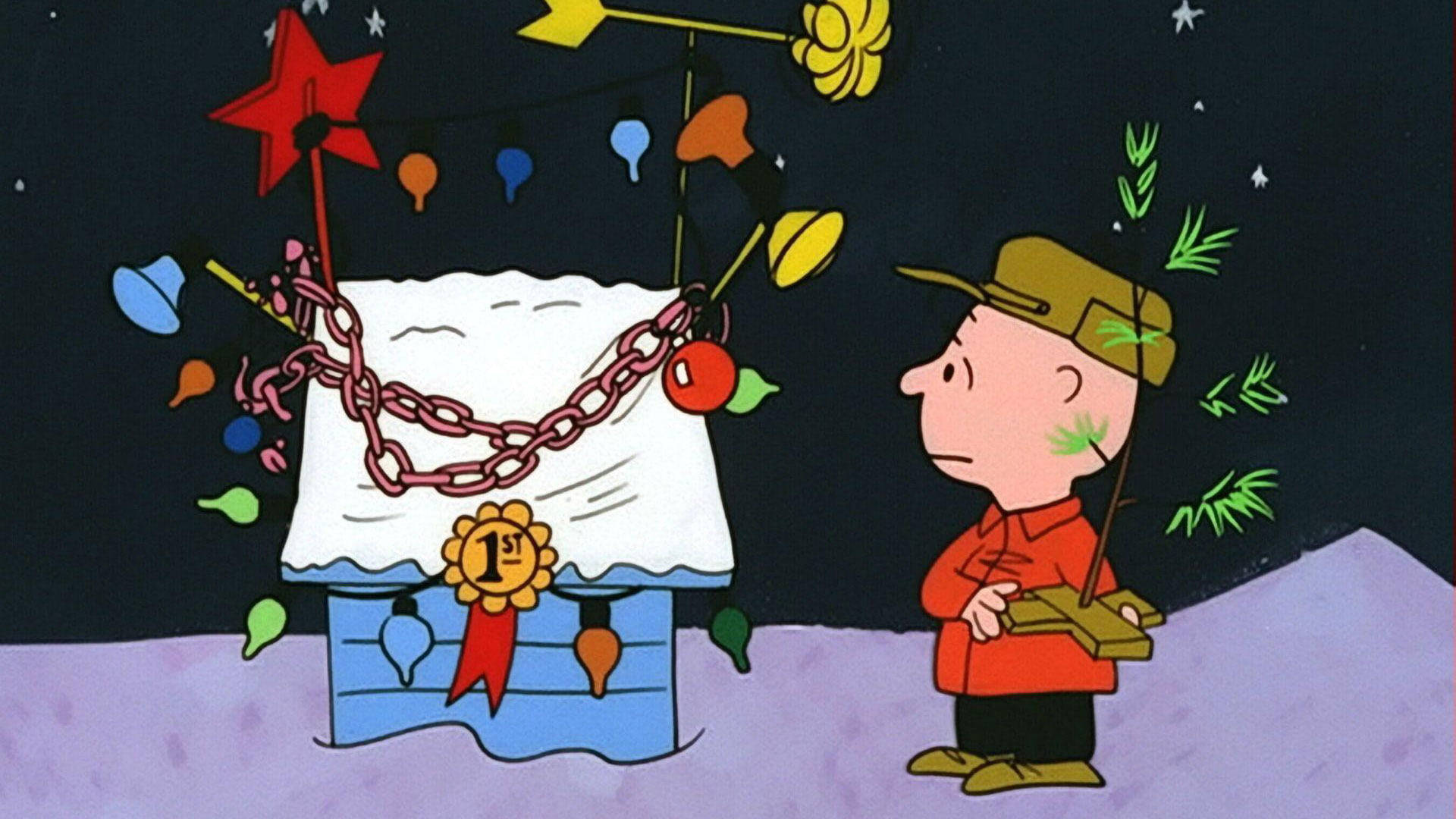 ديكورات منزل سنوبي لعيد الميلاد خلفية