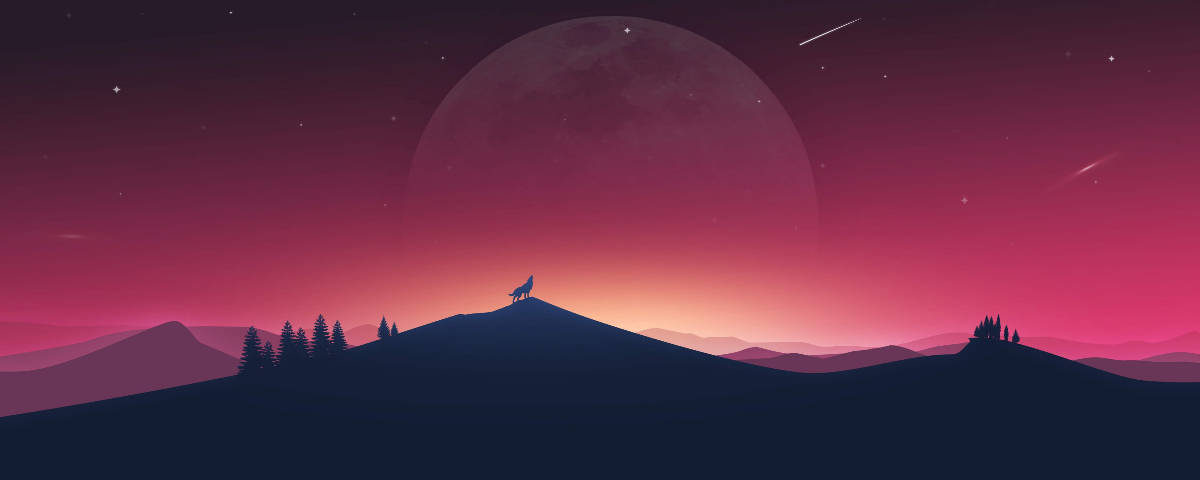 ذئب يعوي بحجم 1200×480 خلفية