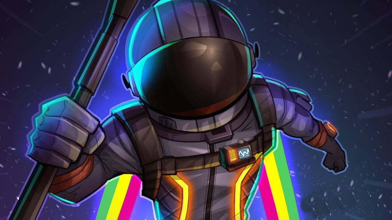رائد فضاء جذاب بألوان قوس قزح من فورتنايت باتل رويال خلفية