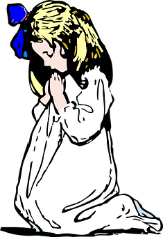 رسم توضيحي لطفل يصلي خلفية