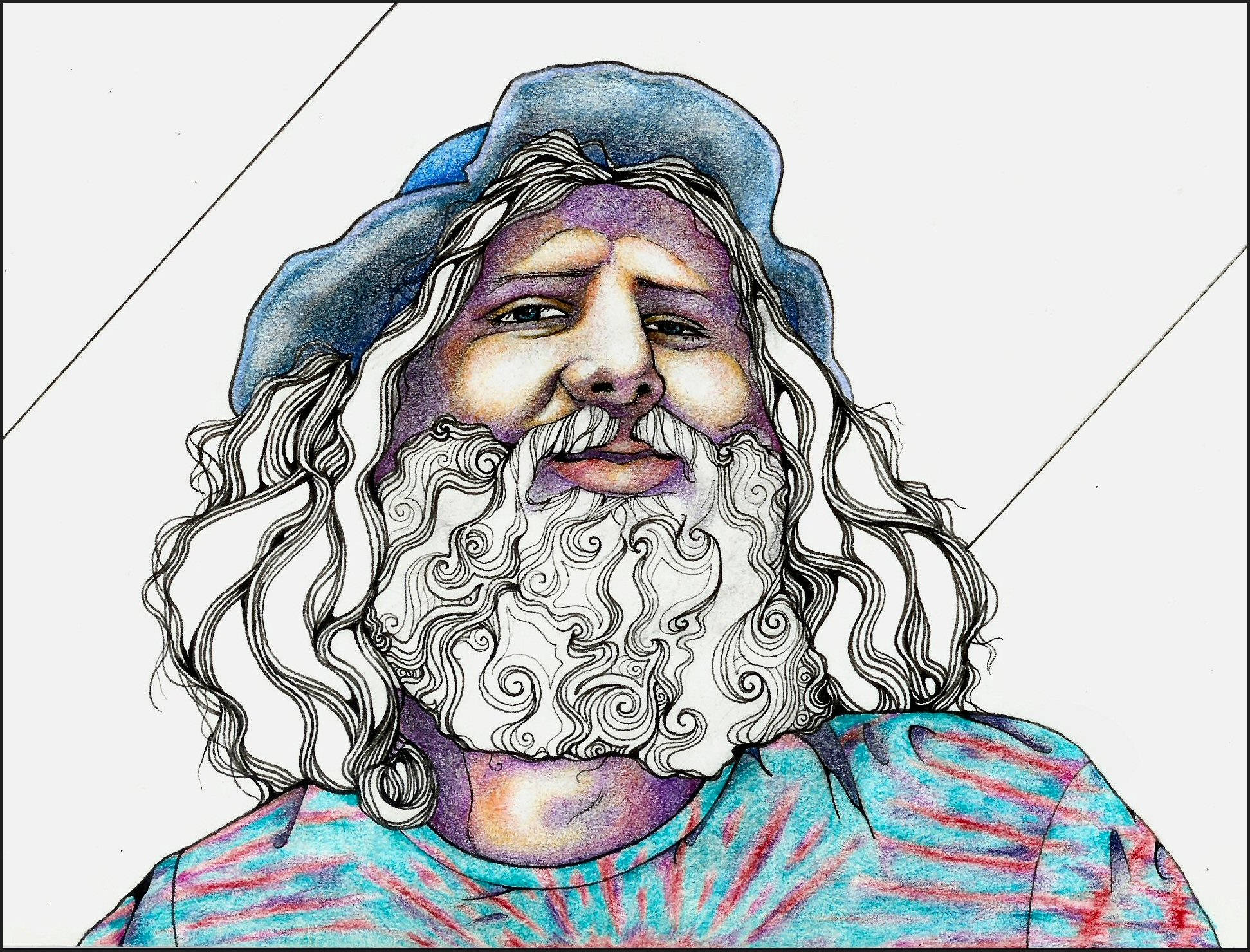 رسم رائع لرجل عجوز خلفية