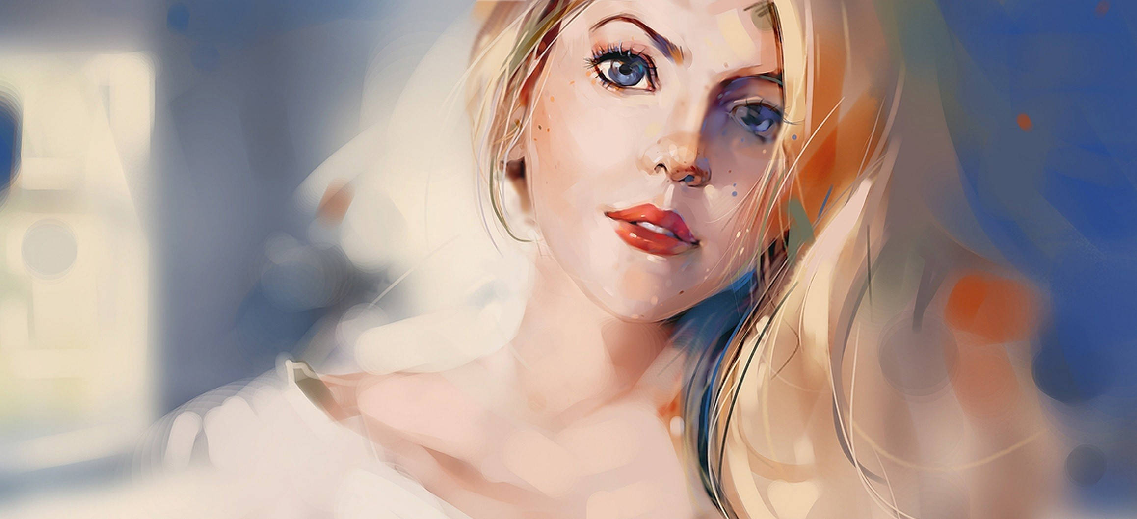 رسم رائع لسيدة جميلة خلفية
