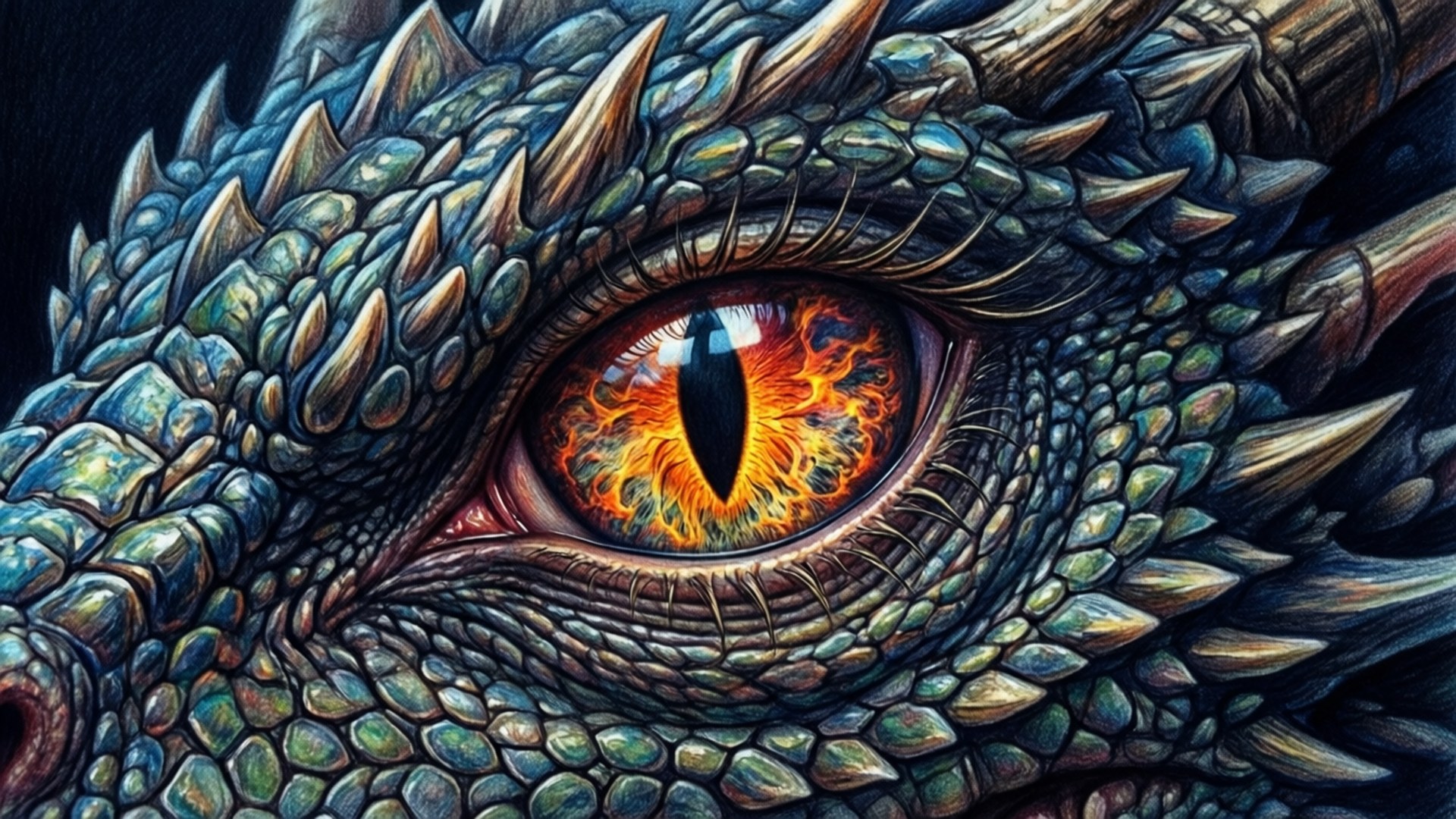 رسم رائع لعين تنين خلفية