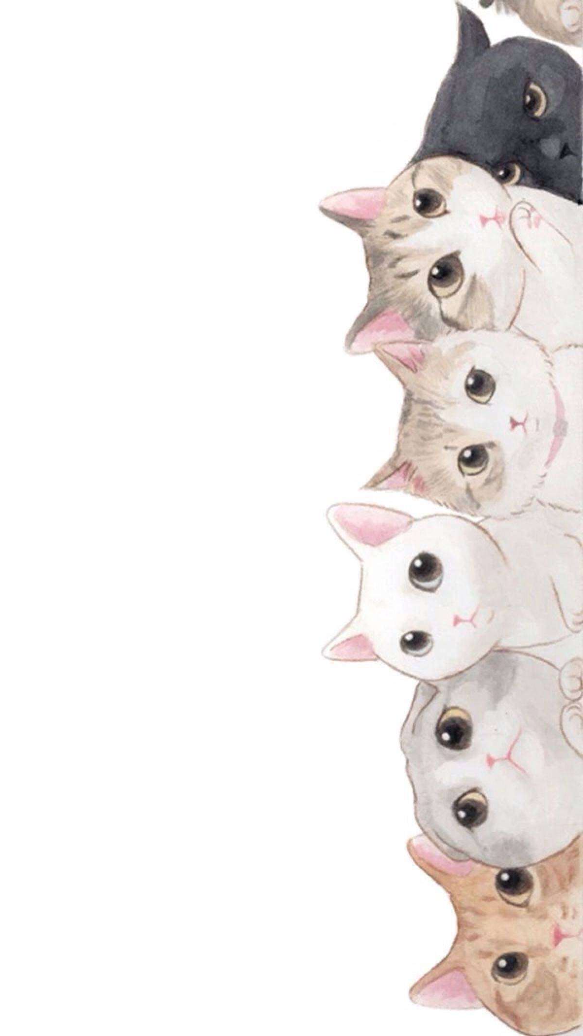 رسم رائع لقطط لطيفة خلفية