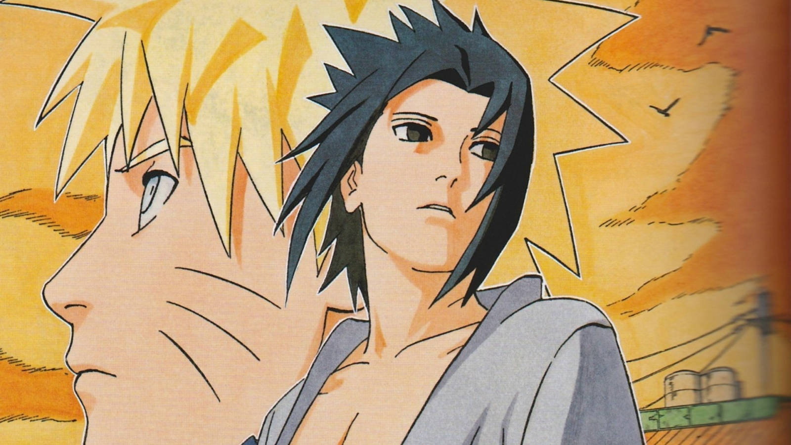 رسم ناروتو وساسكي خلفية