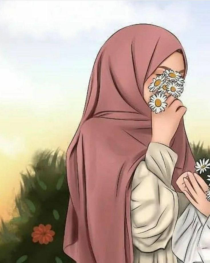 رسوم متحركة حجاب زهور بيضاء