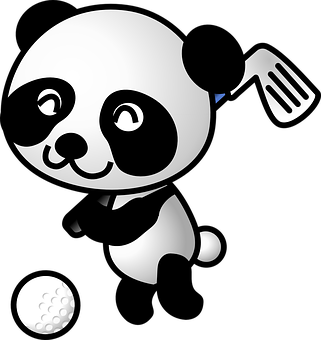 رسوم متحركة لباندا يلعب الجولف خلفية