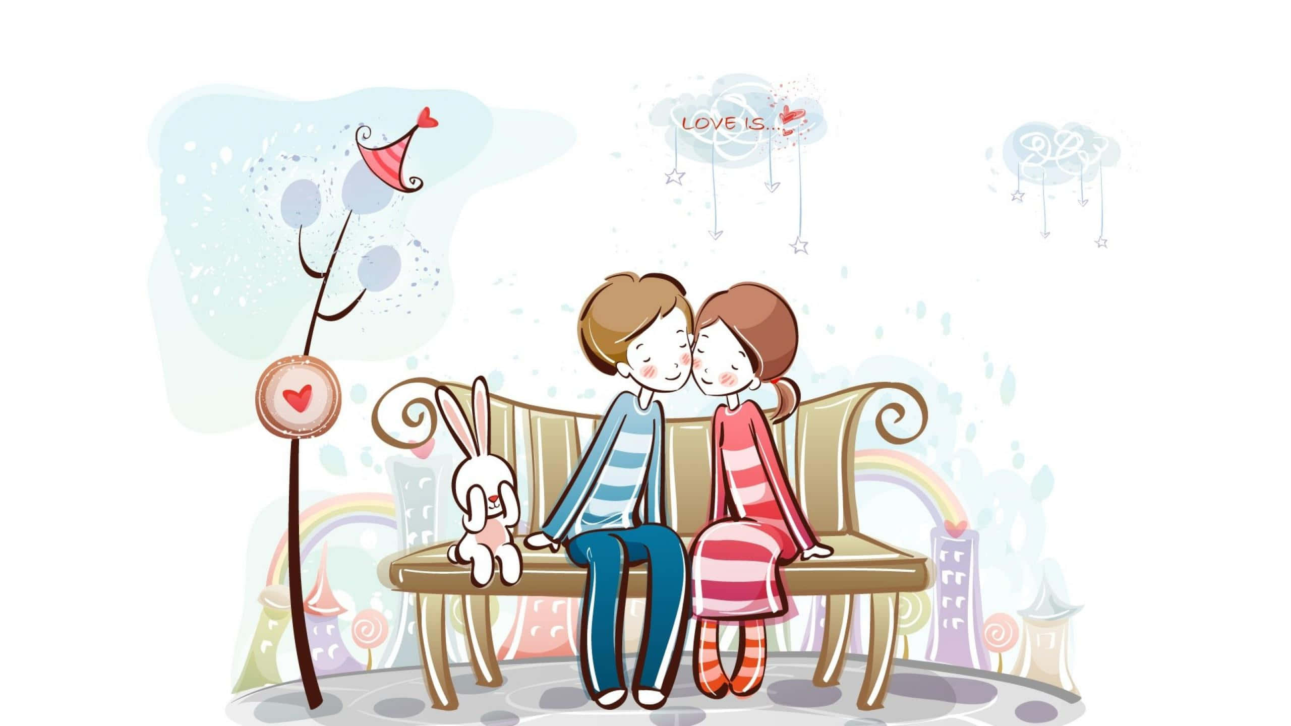 رسومات زوجين لطيفين في علاقة خلفية