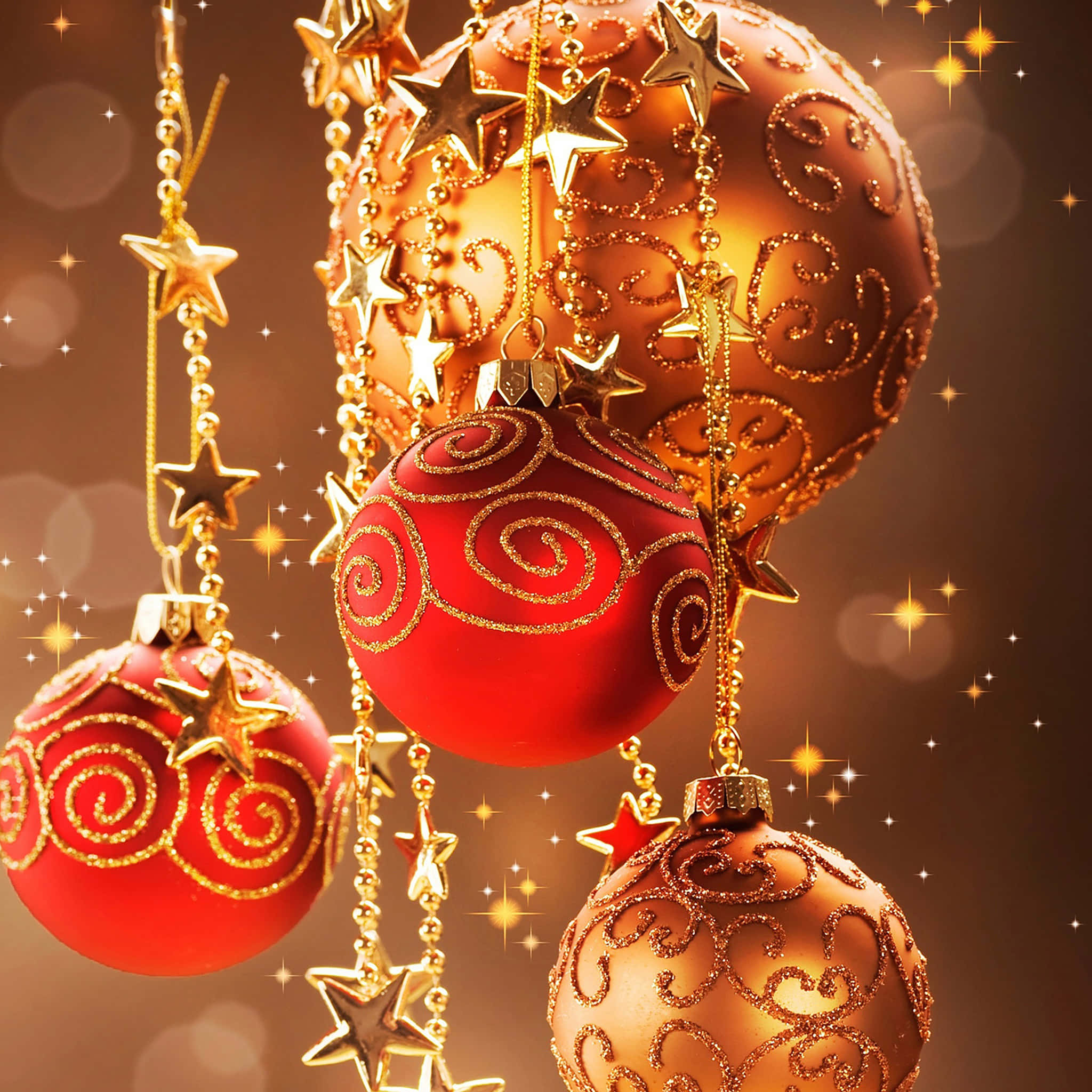 زينة عيد الميلاد الحمراء في ليلة الكريسماس خلفية