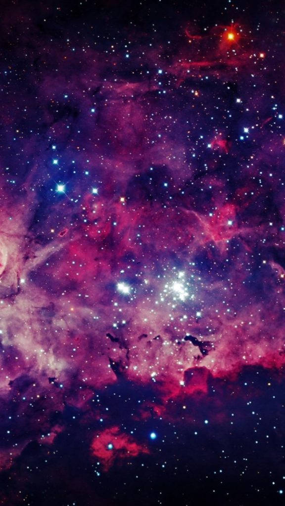 سديم وردي غامق في الفضاء لآيفون خلفية