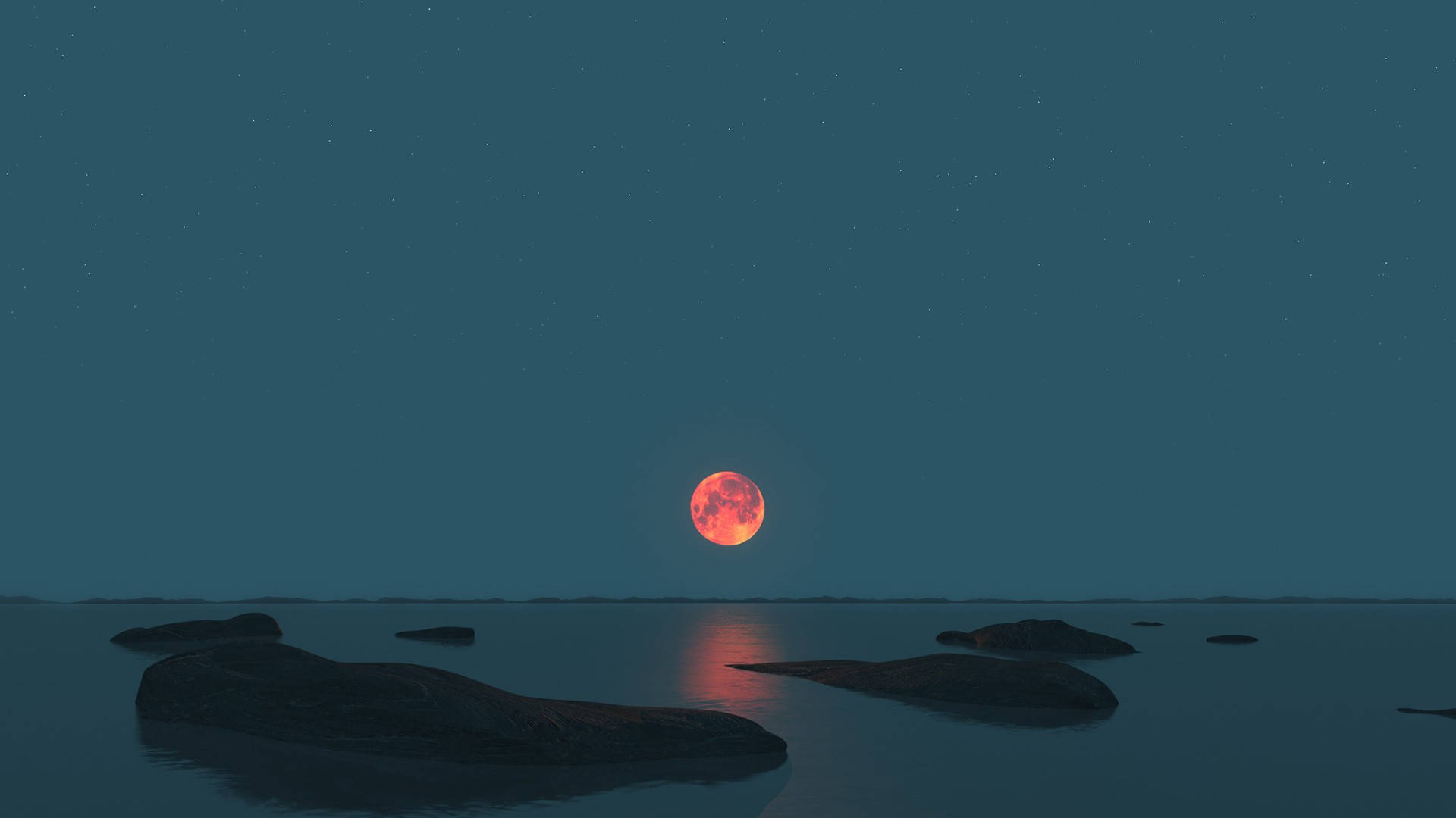 سماء الليل والقمر البعيد خلفية