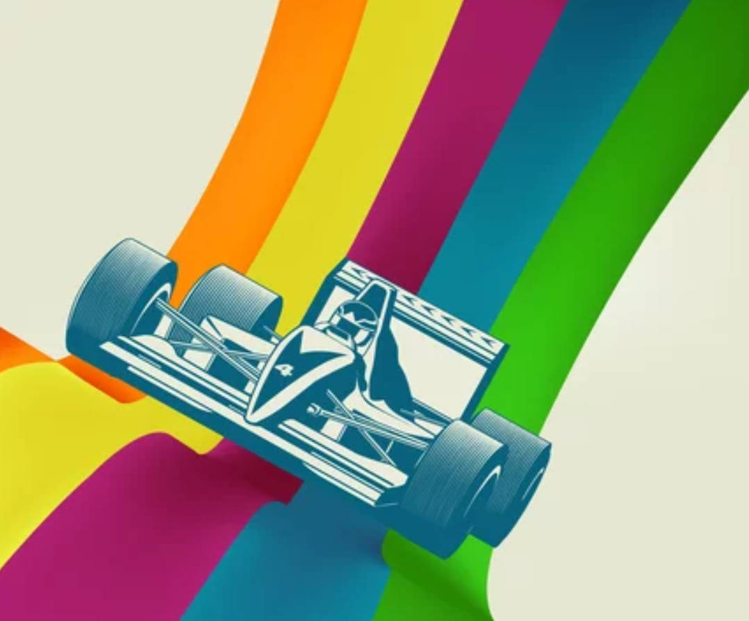 سيارة سباق F1 قوس قزح بدقة 4K خلفية