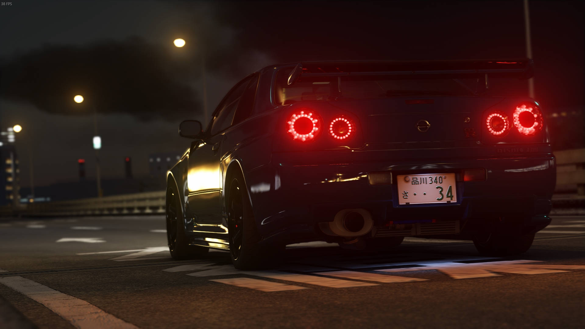 سيارة نيسان سكاي لاين GTR R34 المضيئة خلفية