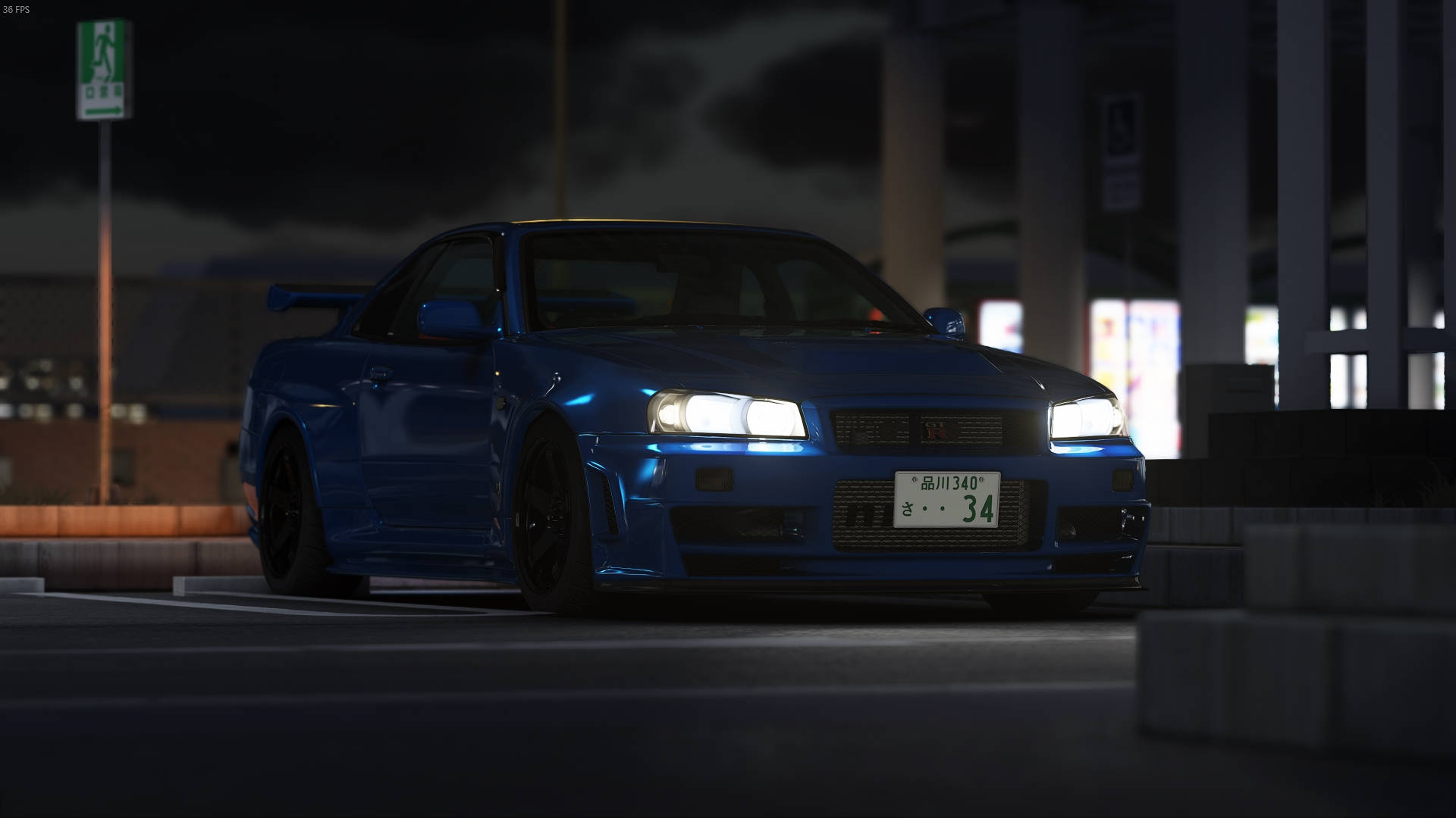 خلفية عالية الدقة من لعبة Assetto Corsa لسيارة سكاي لاين R34 نيسمو | صورة خلفية