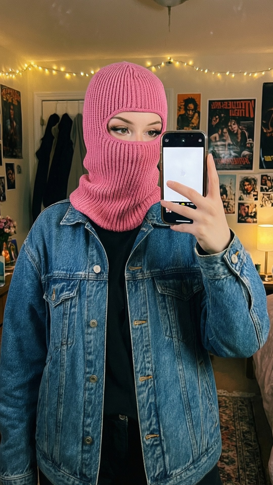 سيلفي الشريرة مع المرآة خلفية