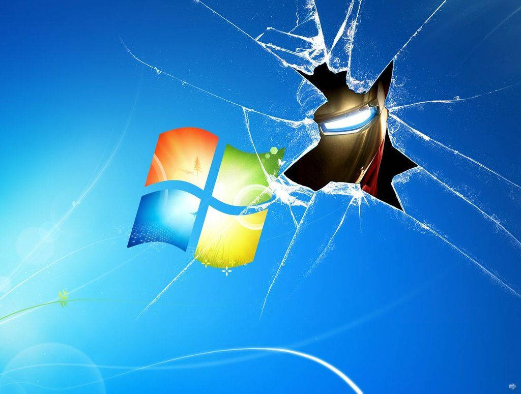 خلفية شاشة ويندوز المكسورة لآيرون مان