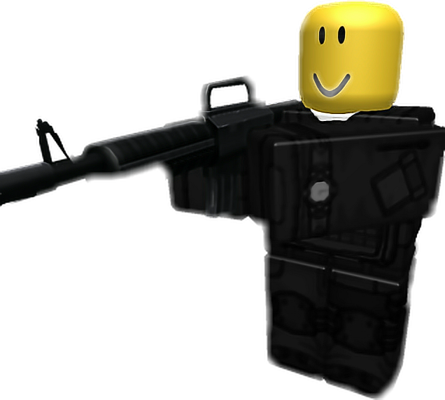 شخصية روبلوكس مع مسدس خلفية