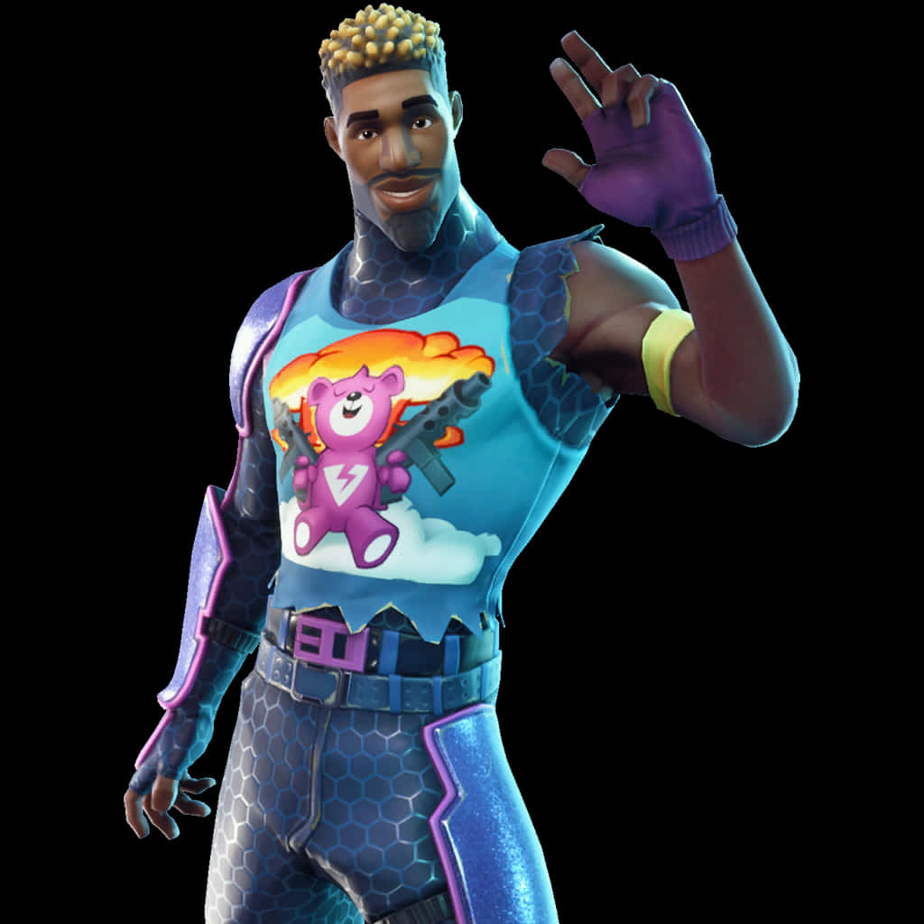 شخصية فورتنايت تلوح مرحباً خلفية