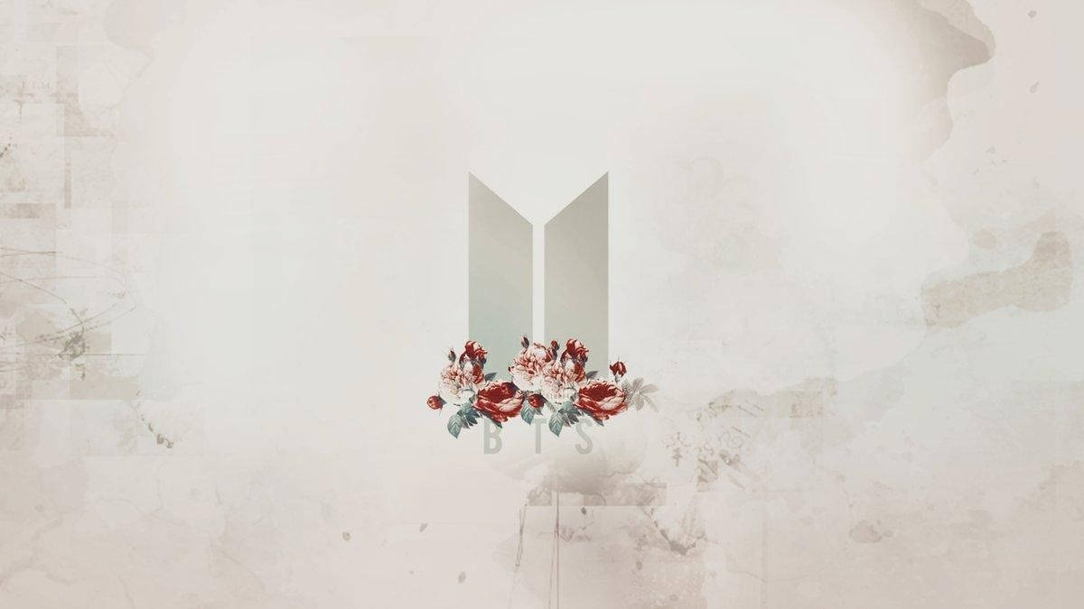 شعار BTS مع الزهور للابتوب خلفية