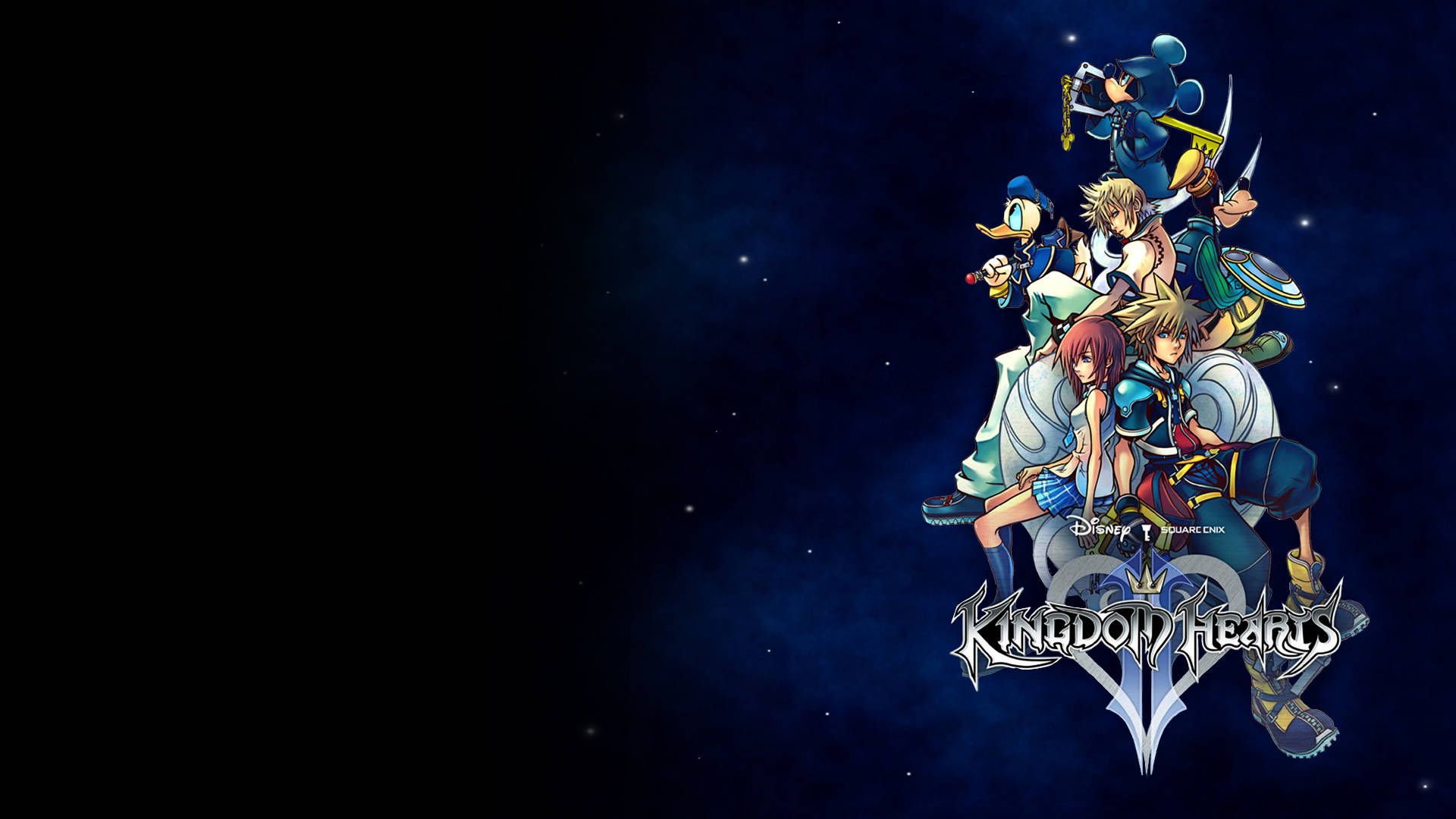 شعار Kingdom Hearts على خلفية داكنة خلفية