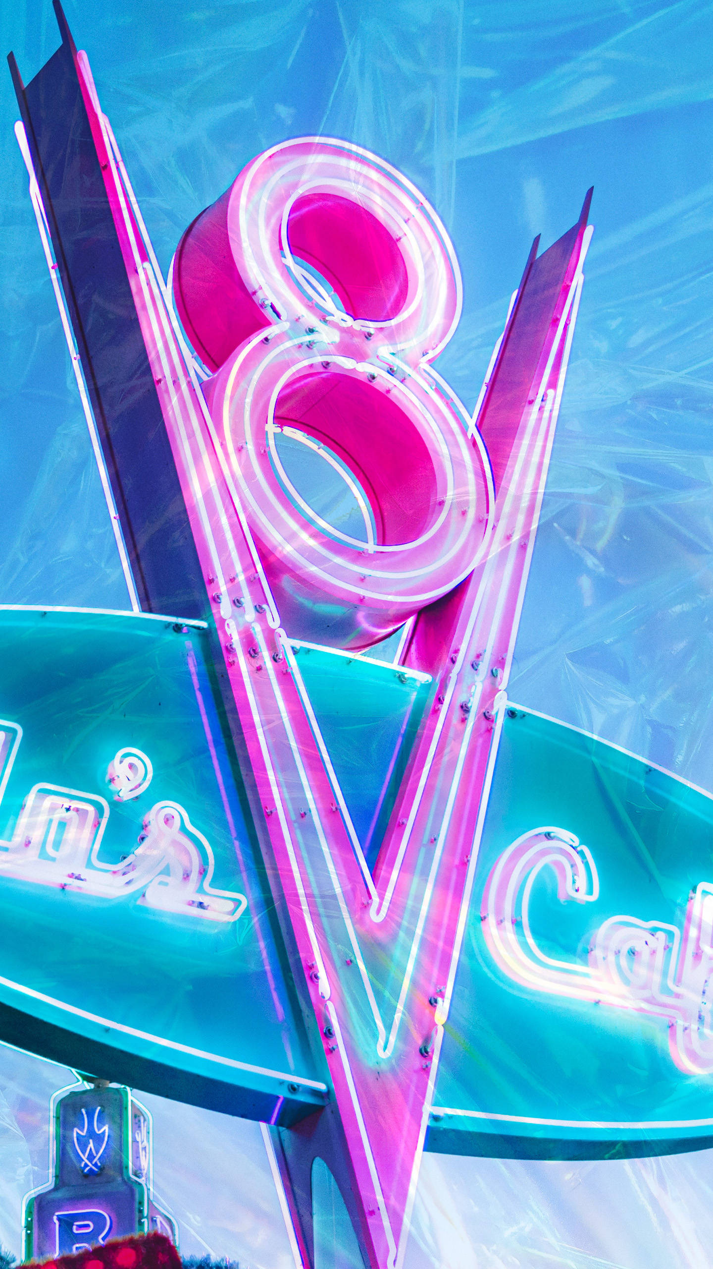 شعار مقهى Flo's V8 في ديزني لاند خلفية