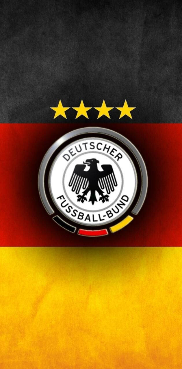 شعار منتخب ألمانيا الوطني لكرة القدم على العلم خلفية