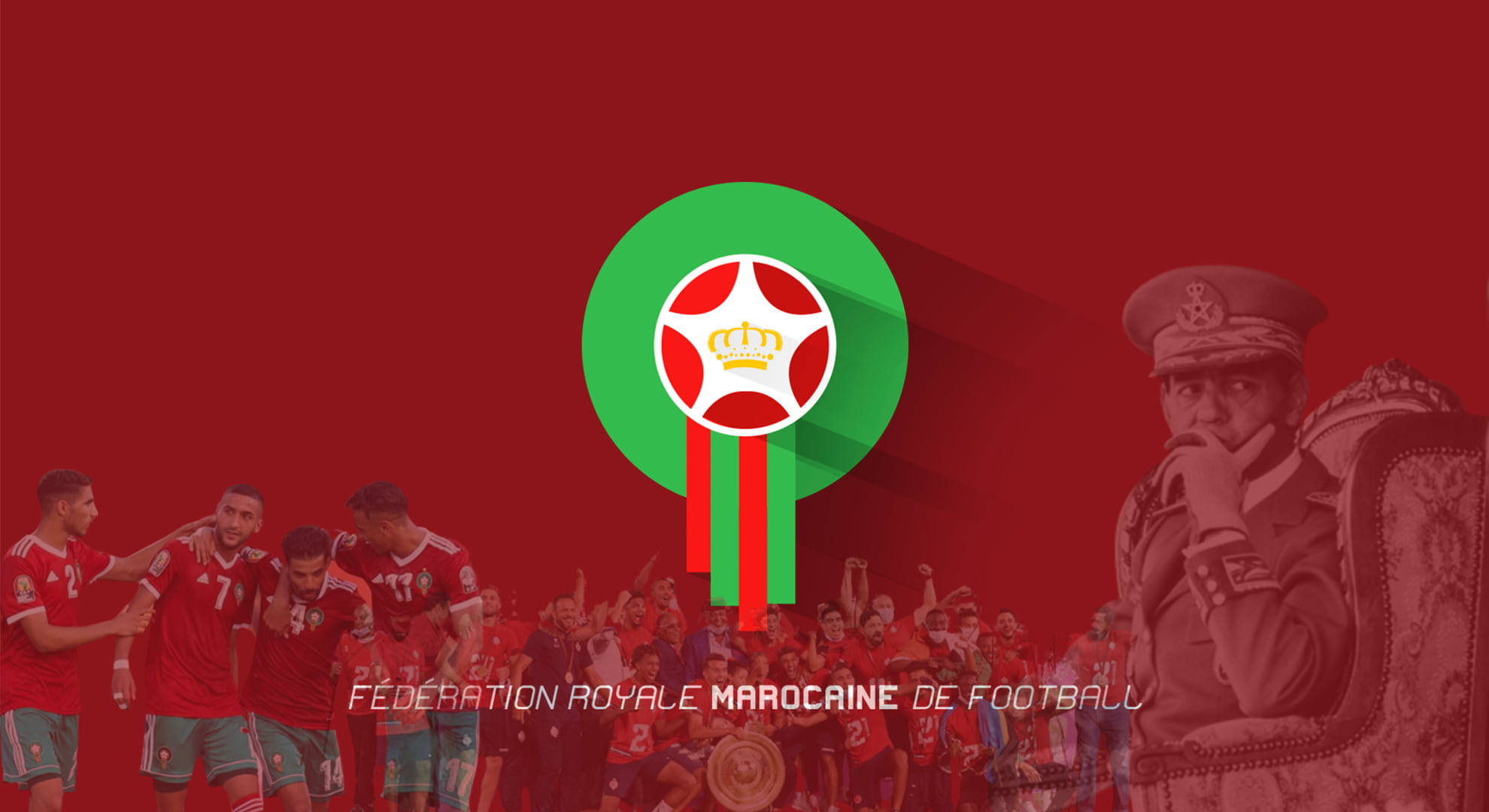 شعار منتخب المغرب لكرة القدم باللون الأحمر الجمالي خلفية