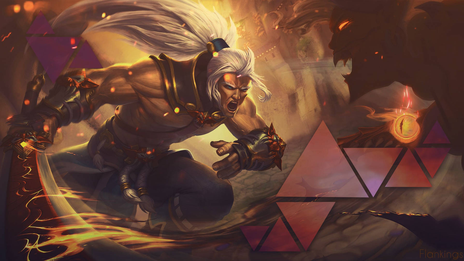 خلفية رائعة لصائد الشياطين من Demon Slayer تظهر البالادين وهو يهاجم بسيفه