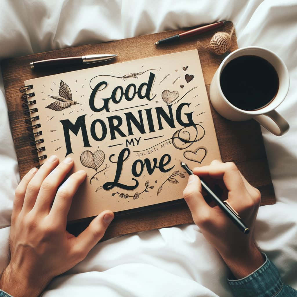 صباح الخير حبيبي ملاحظة مكتوبة بخط اليد خلفية