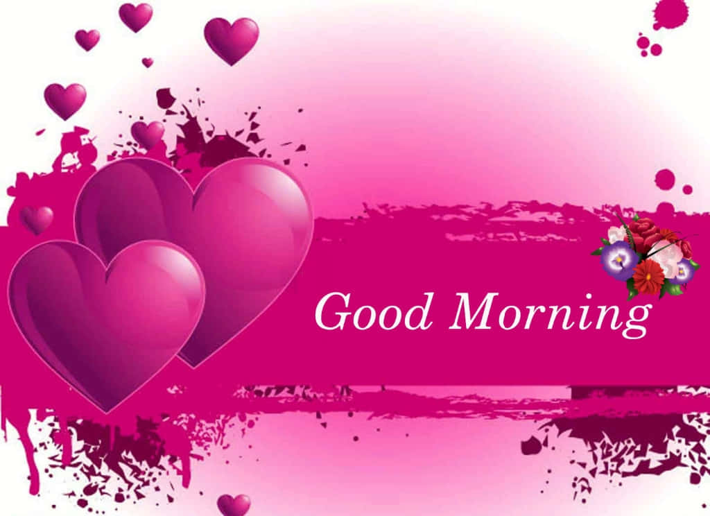 صباح الخير مع قلوب رومانسية خلفية
