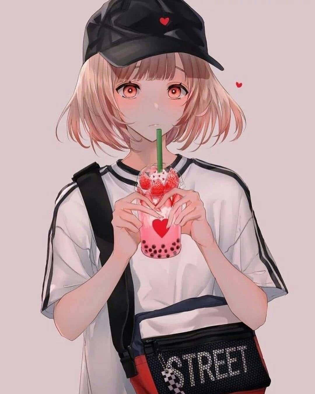 صور أنمي جمالية وردية خلفية