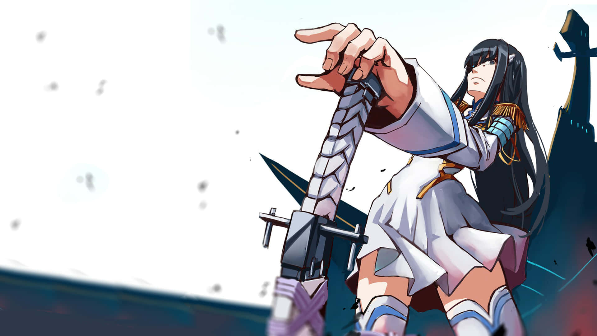 صورة ساتسوكي من Kill La Kill مع سيفها السري باكوزان خلفية
